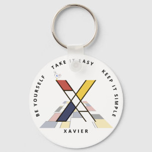 Impressive Neoplasticism Art Monogram. Letter X Keychain