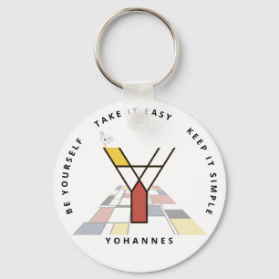 Impressive Neoplasticism Art Monogram. Letter Y Keychain
