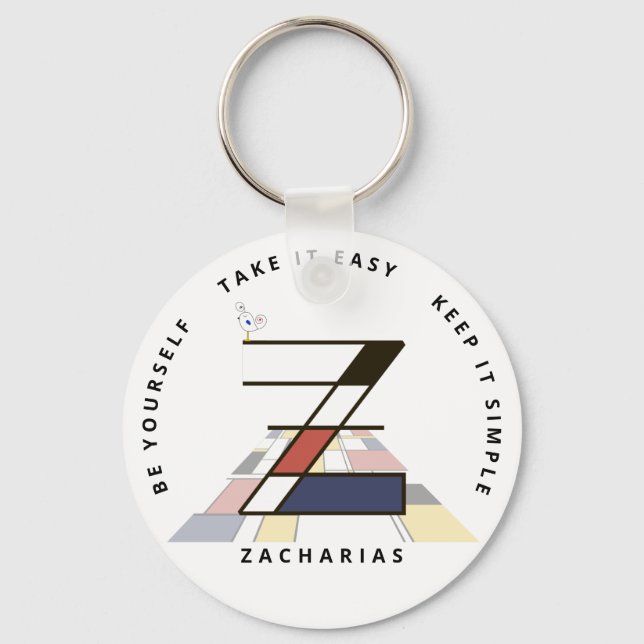 Impressive Neoplasticism Art Monogram. Letter Z Keychain (Front)