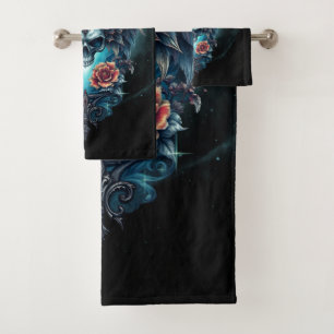 Impressive, realistic skull, bath towel set