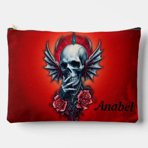 Impressive, realistic skull with wings accessory pouch