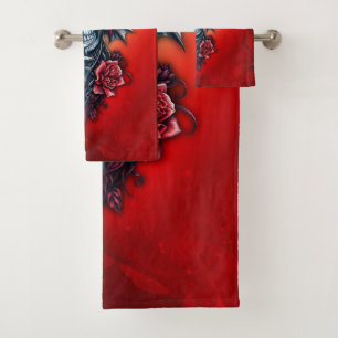 Impressive, realistic skull with wings bath towel set