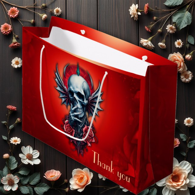 Impressive, realistic skull with wings  large gift bag (Creator Uploaded)