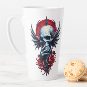 Impressive, realistic skull with wings latte mug
