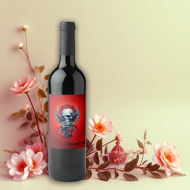 Impressive, realistic skull with wings  wine label (Creator Uploaded)