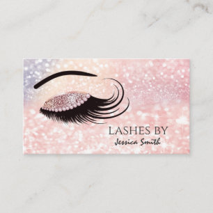 Impressive rose gold diamond glittery makeup eye business card