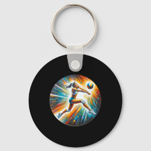 Impressive Volleyball Save – Female Athlete In Act Keychain