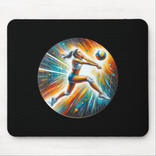 Impressive Volleyball Save – Female Athlete In Act Mouse Pad