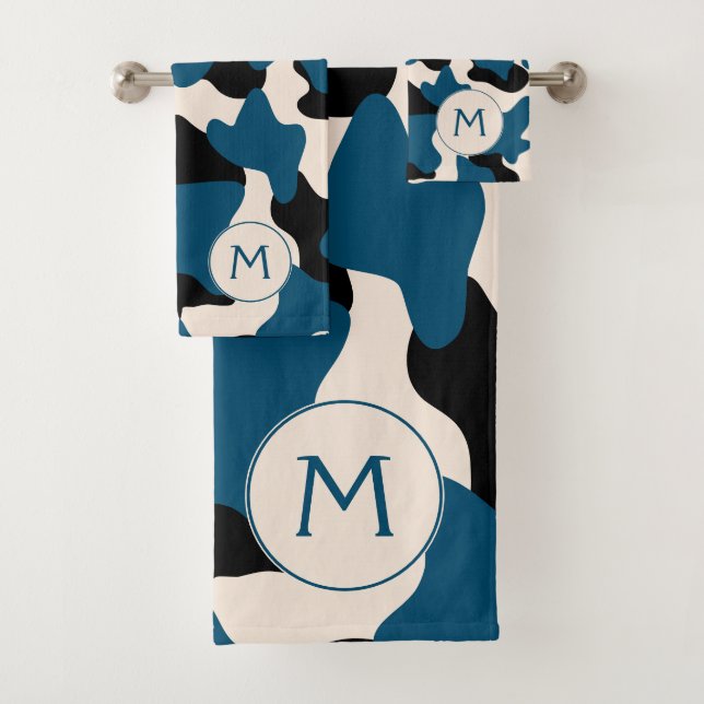Imprimante de vache Monogramme bleu moderne (En situation)