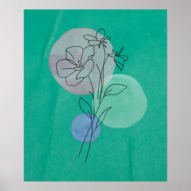 Imprimantes en ligne de fleurs, art mural floral (Devant)