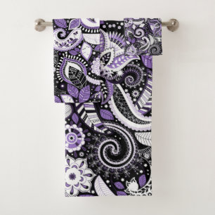 Imprimé à motifs paisley violet blanc noir