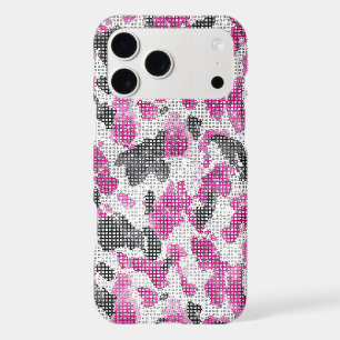 Imprimé animalier léopard noir rose scintillant