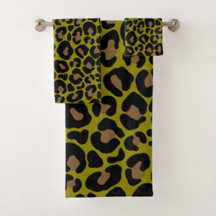 imprimé animalier léopard noir & vert olive