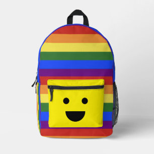 Imprimé bande de drapeau arc-en-ciel avec sac à dos souria