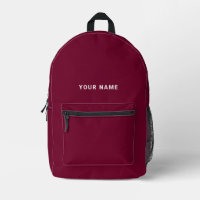 Burgundy blanc Nom personnalisé sac à dos