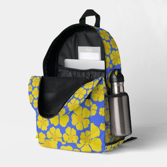 Imprimé Conception Florale sur sac à dos (Coin arrière droit (ouvert))