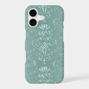 Imprimé damasquiné vintage aqua glace
