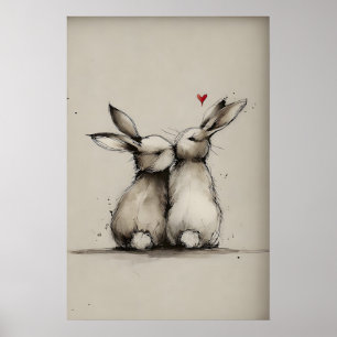 Imprimé d'amour de lapin, impression d'art de lapi
