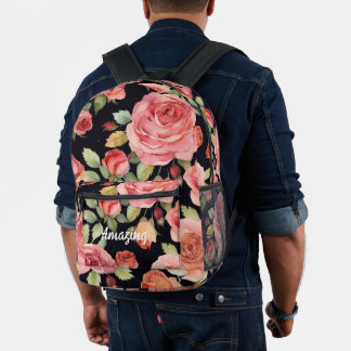 Imprimé Élégance rose : Sac à dos Floral Extraordinaire