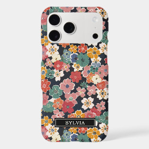 Imprimé floral japonais coloré monogrammé