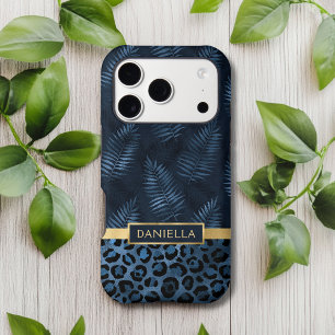 Imprimé Floral Tropical à Motif Léopard Bleu Perso