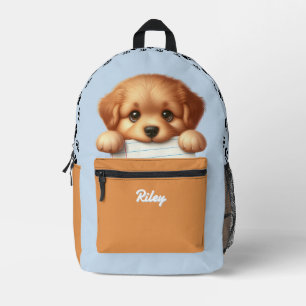Imprimé Mignon sac à dos de chiot mangeur de devoirs bleu 