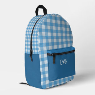 Imprimé Motif Gingham BLEU Classique Sac à Dos Personnalis