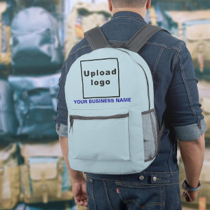 Imprimé Nom de l'entreprise et logo sur sac à dos bleu cla