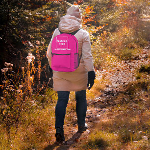 Imprimé Nom et logo de l'entreprise sur le sac à dos rose