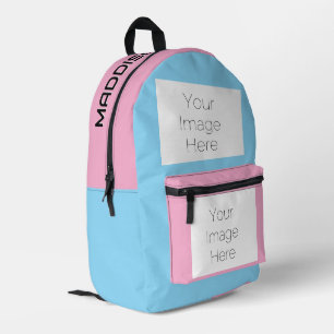 Imprimé Nom personnalisé et sac à dos bleu rose photo