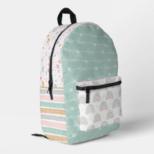 Imprimé Patchwork Hearts Rainbow Pastel Sac à dos pour enf