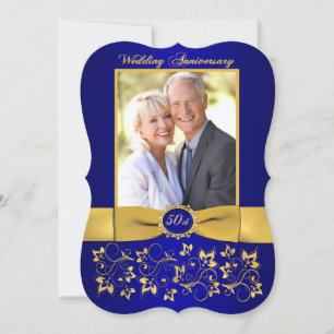 IMPRIMÉ RIBBON 50e anniversaire Invitation - Bleu
