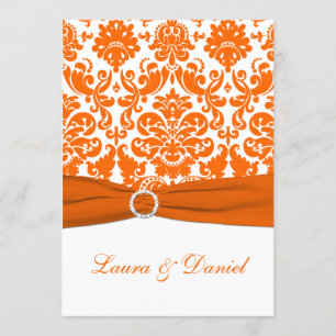 IMPRIMÉ RIBBON Blanc, Invitation Mariage damassé o