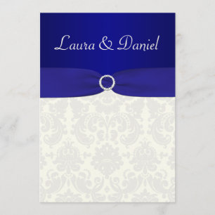 IMPRIMÉ RIBBON Bleu, Invitation de Mariage damassé