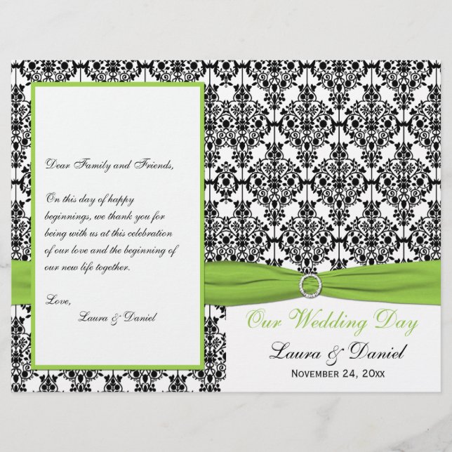IMPRIMÉ RIBBON Chartreuse, Programme de mariage no (Devant)