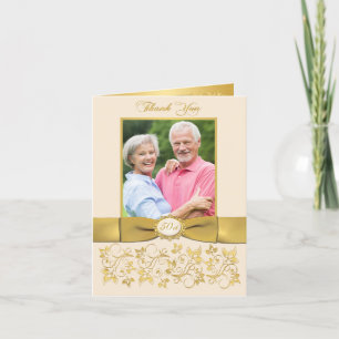 IMPRIMÉ RIBBON Ivory Gold Floral Carte de remercie