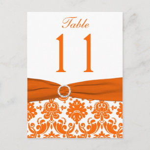 IMPRIMÉ RIBBON Orange Damask Numéro de table Carte