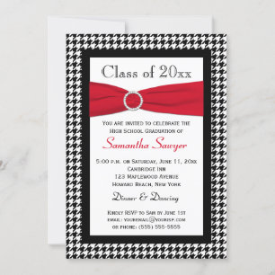 IMPRIMÉ RIBBON Rouge noir blanc Invitation de dipl