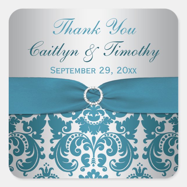 IMPRIMÉ RIBBON Silver, Sticker Mariage damassé Tur (Devant)