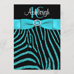 IMPRIMÉ RIBBON Zebra 16e anniversaire Invitation