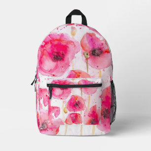 Imprimé Rouge Poppies de pavot Watercolor Girls sac à dos