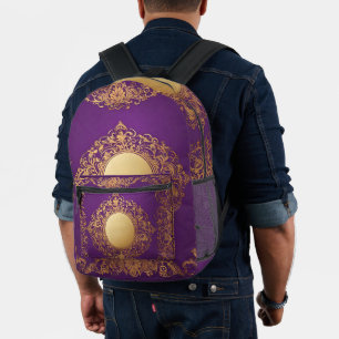 Imprimé Sac à dos à impression indienne violet or motif pa
