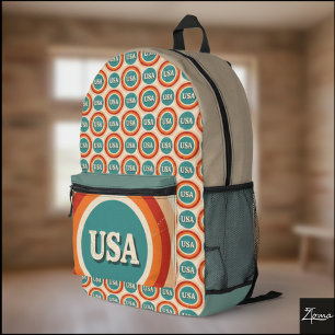Imprimé Sac à dos à motif circulaire avec logo USA rétro