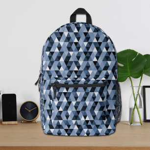 Imprimé Sac à dos à motif géométrique bleu