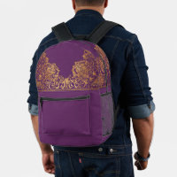 Sac à dos à motif indien violet or