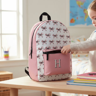 Imprimé Sac à dos avec monogramme et nœuds roses mignons