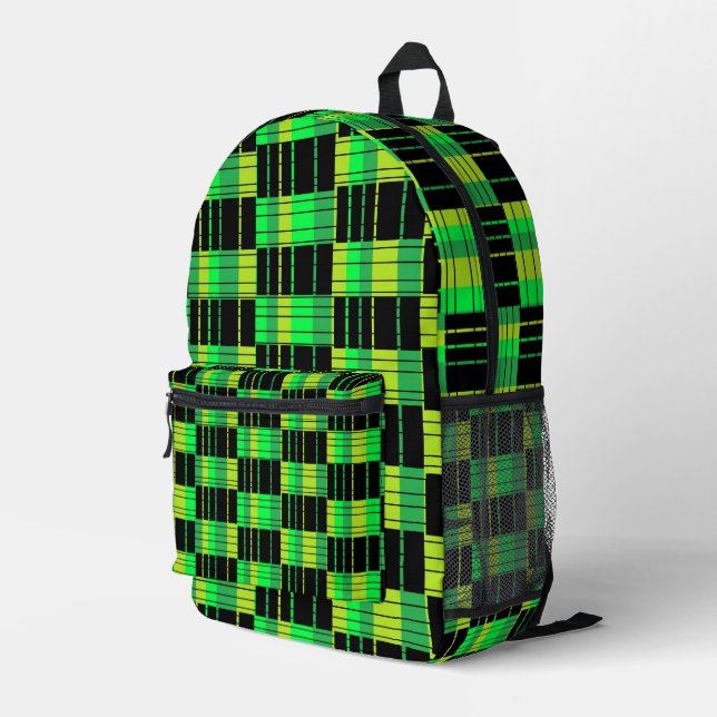 Imprimé Sac à dos avec motif carreaux verts et noirs (Coin arrière droit)