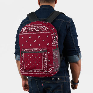 Imprimé Sac à dos Bandana Burgundy