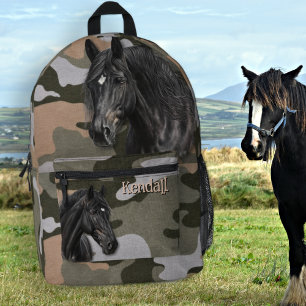 Imprimé Sac à dos Camo Nom Chevaux Noirs