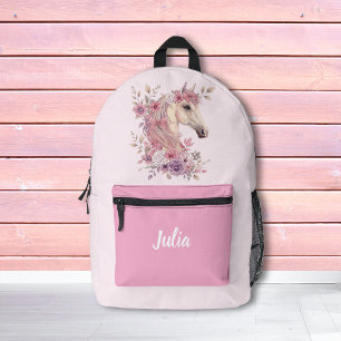 Imprimé Sac à dos cheval fleurs pastel pour filles jolies